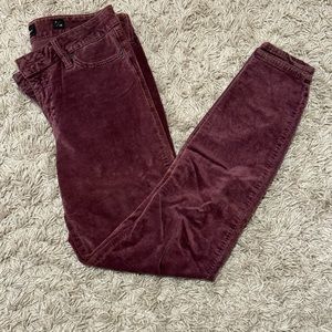Maroon velvet lucky brand skinny jeans size 6 in woman’s